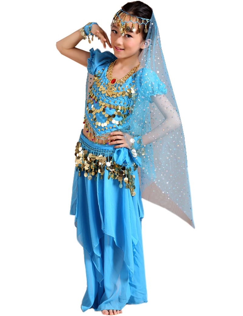 Astage Girls Princess Costume Halloween Dance Sets Sky Blue L 11 to 13 Years - Image 5